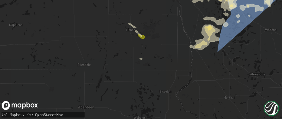Hail map in Rutland, ND on July 6, 2026