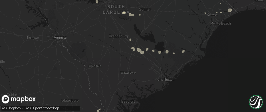 Hail map in Saint George, SC on July 6, 2026