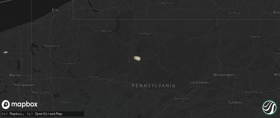 Hail map in Saint Marys, PA on July 6, 2026