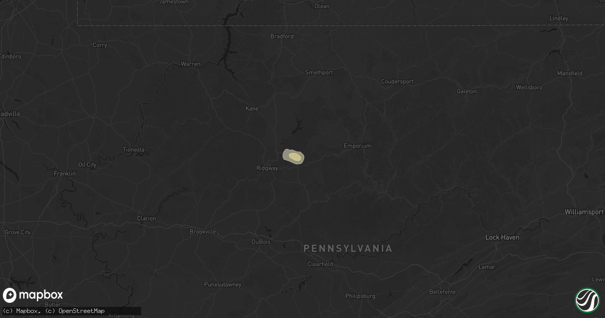 Hail map in Saint Marys, PA on July 6, 2026