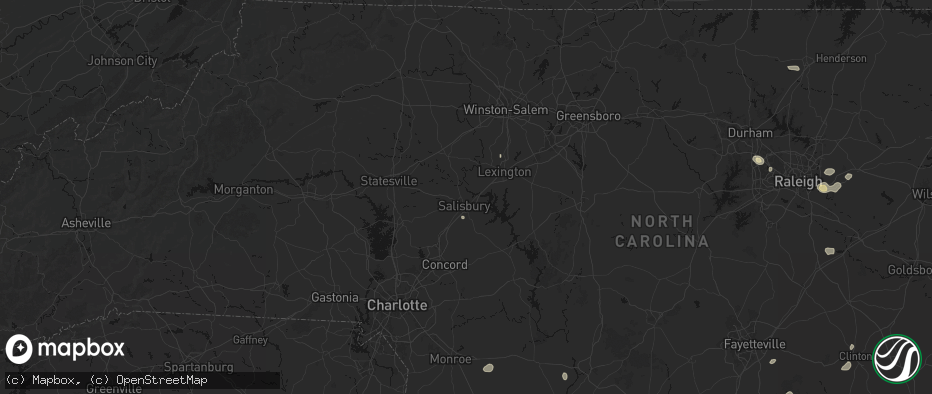 Hail map in Salisbury, NC on July 6, 2026