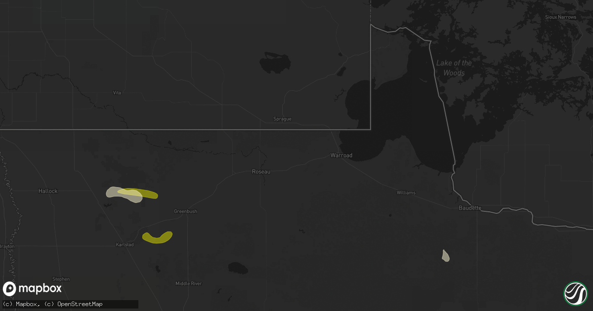 Hail map in Salol, MN on July 6, 2026