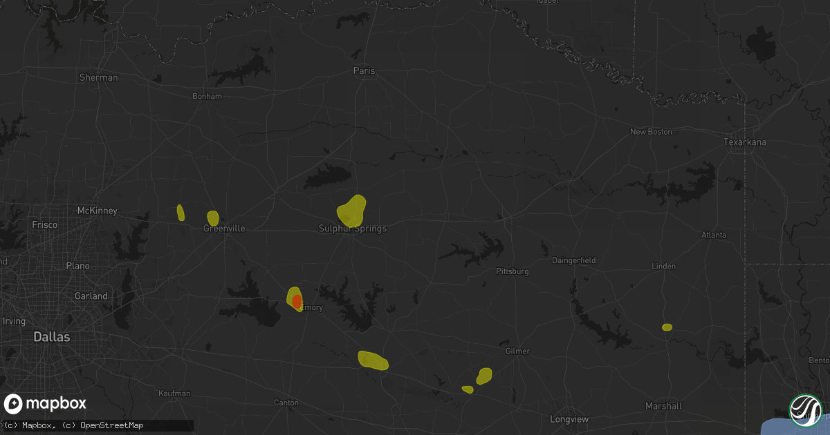 Hail map in Saltillo, TX on July 6, 2026