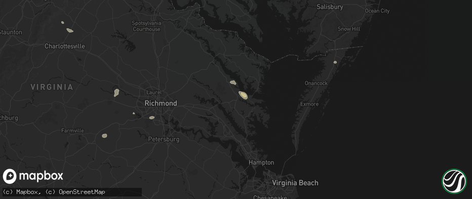 Hail map in Saluda, VA on July 6, 2026