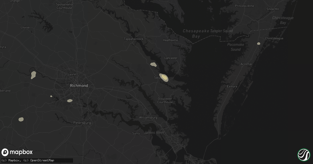 Hail map in Saluda, VA on July 6, 2026