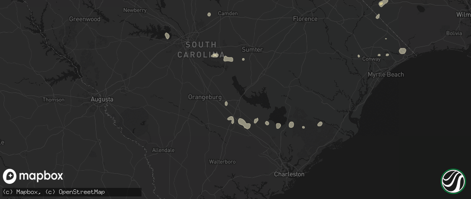 Hail map in Santee, SC on July 6, 2026