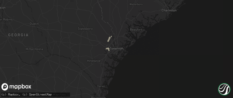 Hail map in Savannah, GA on July 6, 2026