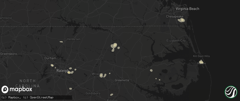 Hail map in Scotland Neck, NC on July 6, 2026