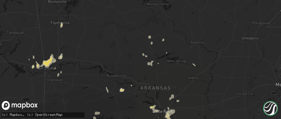 Hail map in Scotland, AR on July 6, 2026