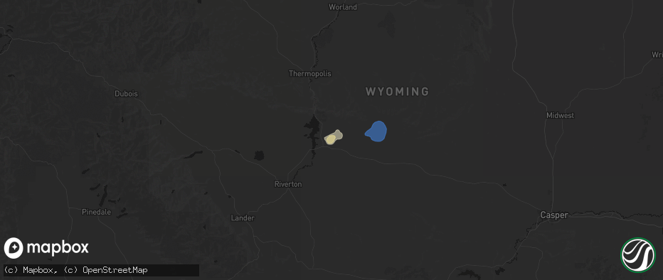Hail map in Shoshoni, WY on July 6, 2026