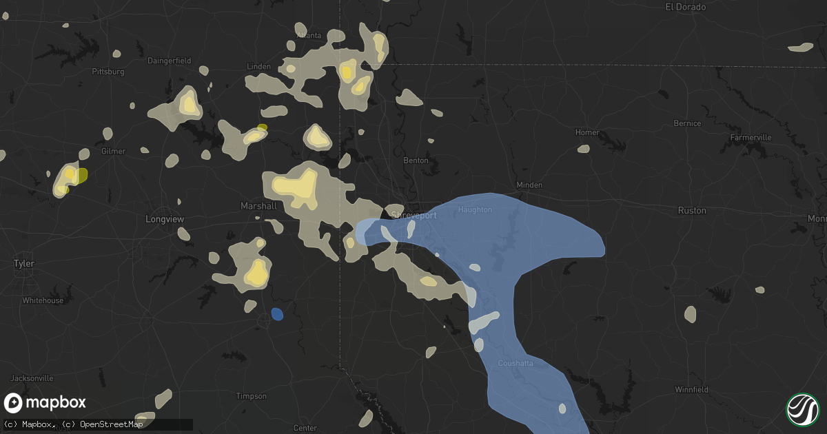 Hail map in Shreveport, LA on July 6, 2026