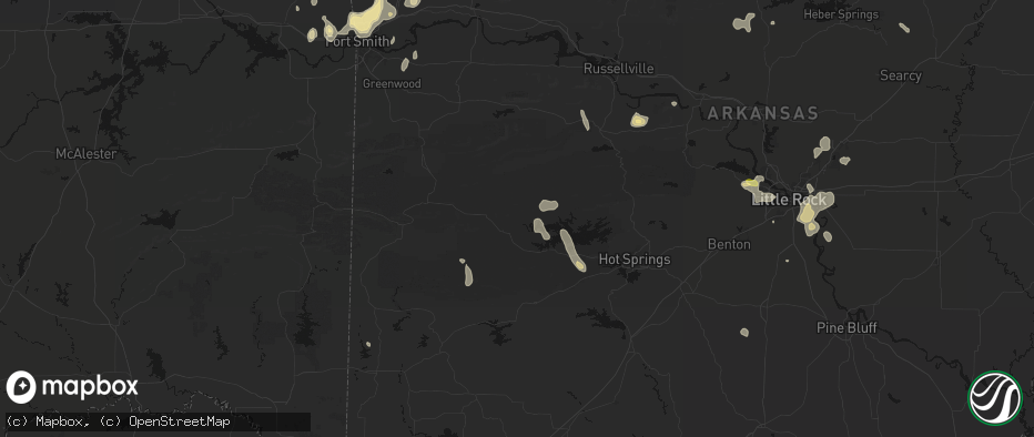 Hail map in Sims, AR on July 6, 2026
