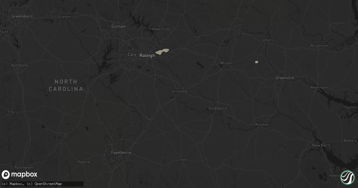 Hail map in Smithfield, NC on July 6, 2026