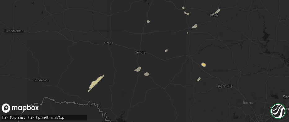 Hail map in Sonora, TX on July 6, 2026