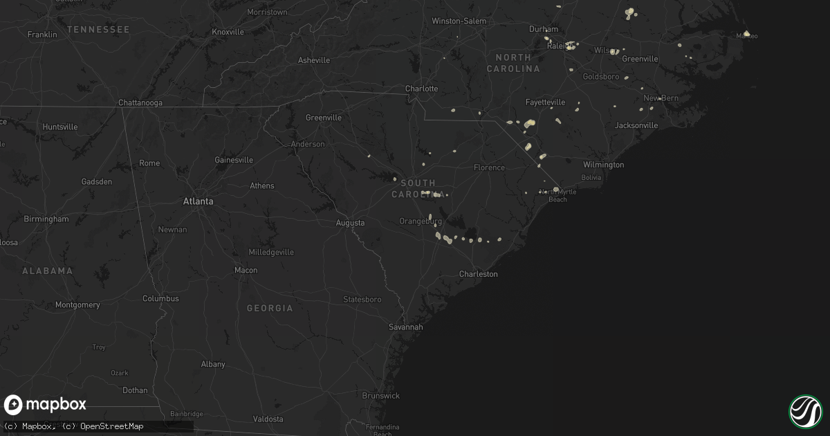 Hail map in South Carolina on July 6, 2026