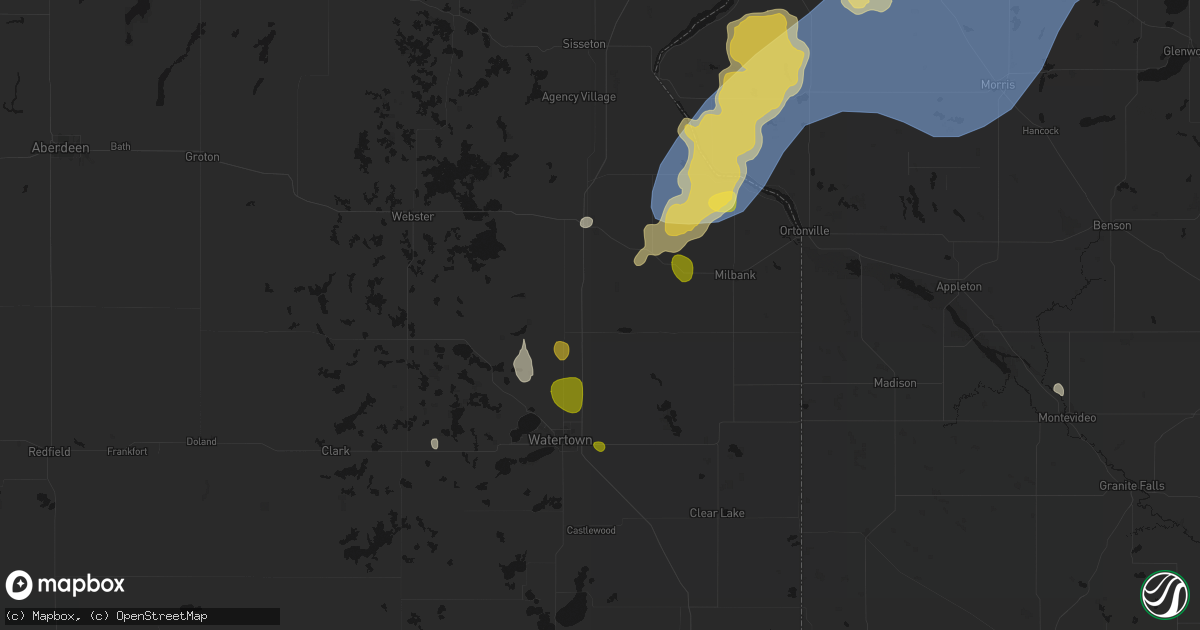 Hail map in South Shore, SD on July 6, 2026
