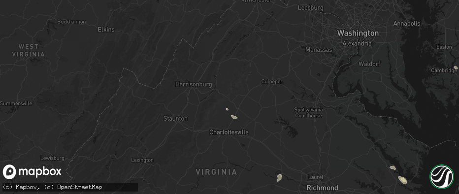 Hail map in Stanardsville, VA on July 6, 2026