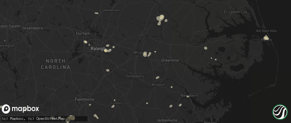Hail map in Stantonsburg, NC on July 6, 2026