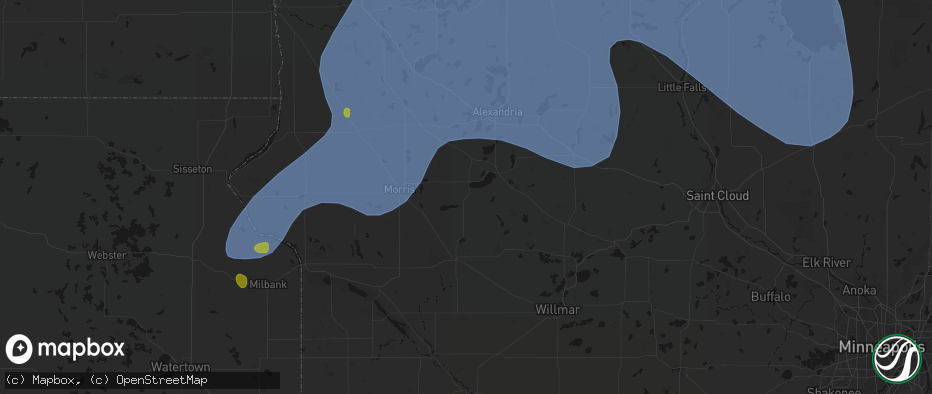 Hail map in Starbuck, MN on July 6, 2026