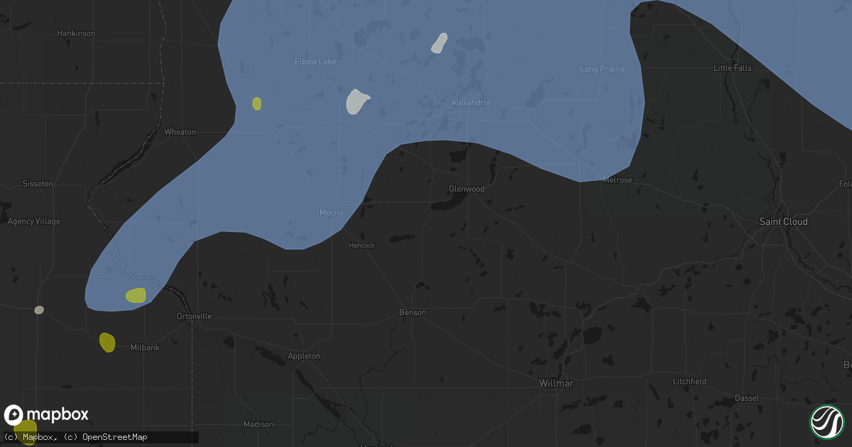 Hail map in Starbuck, MN on July 6, 2026