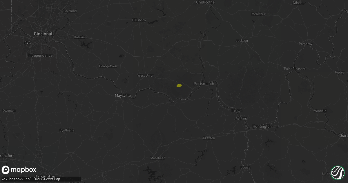Hail map in Stout, OH on July 6, 2026
