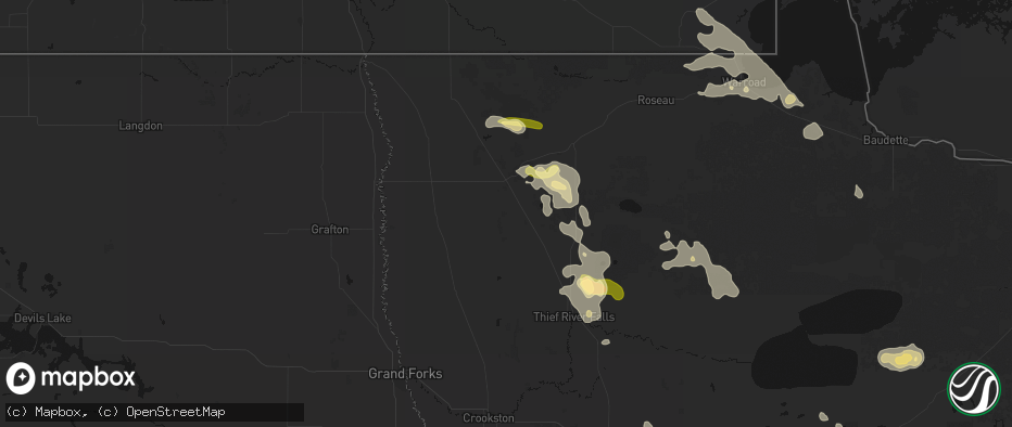 Hail map in Strandquist, MN on July 6, 2026