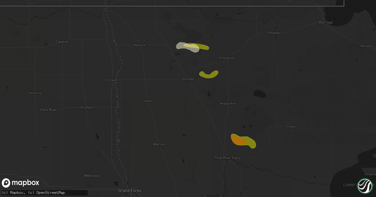 Hail map in Strandquist, MN on July 6, 2026