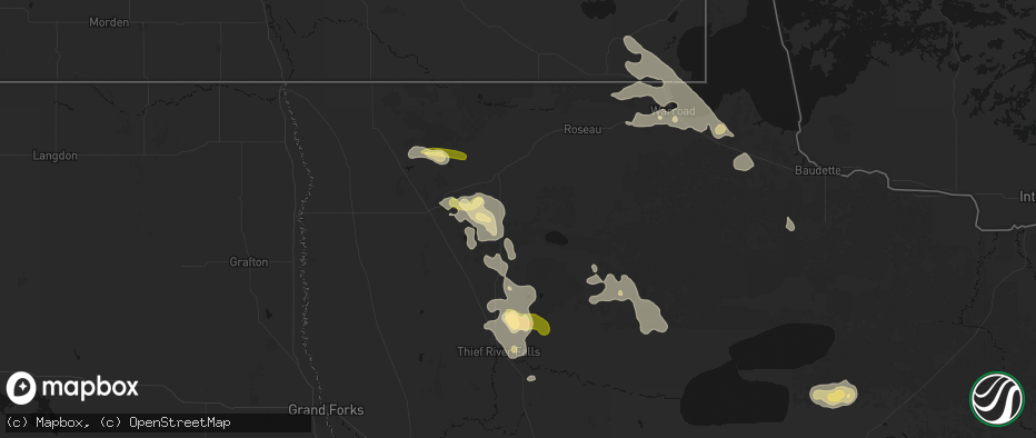 Hail map in Strathcona, MN on July 6, 2026