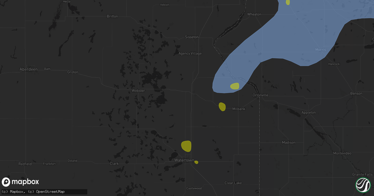 Hail map in Summit, SD on July 6, 2026
