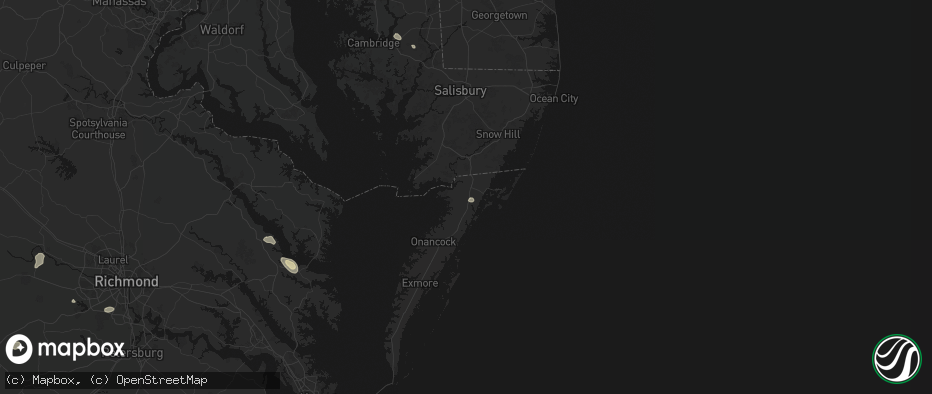 Hail map in Temperanceville, VA on July 6, 2026