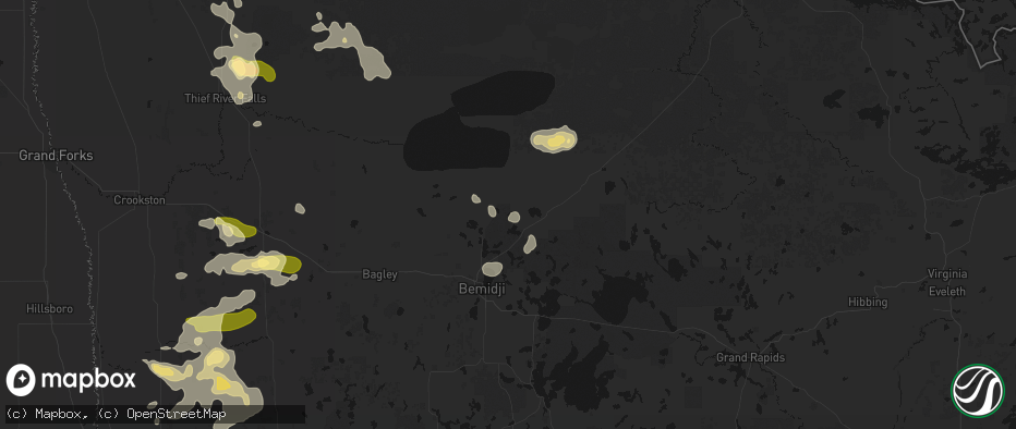 Hail map in Tenstrike, MN on July 6, 2026