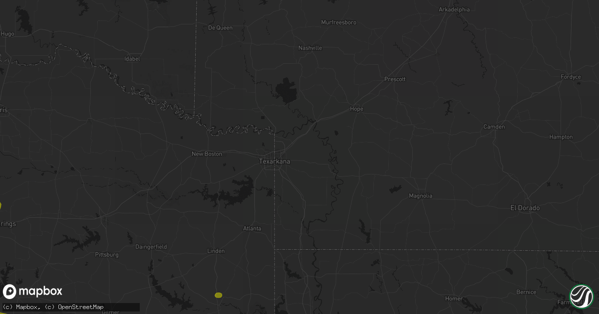 Hail map in Texarkana, AR on July 6, 2026