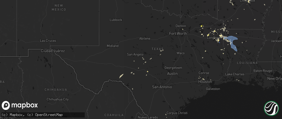 Hail map in Texas on July 6, 2026