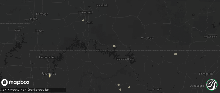 Hail map in Theodosia, MO on July 6, 2026