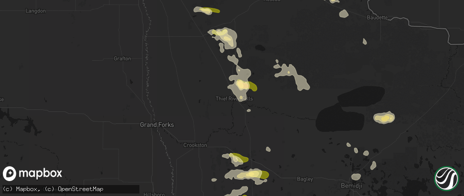 Hail map in Thief River Falls, MN on July 6, 2026