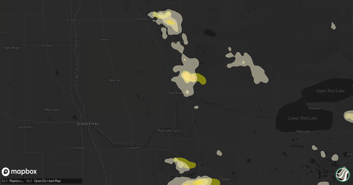 Hail map in Thief River Falls, MN on July 6, 2026