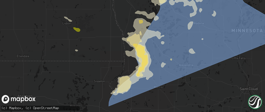 Hail map in Tintah, MN on July 6, 2026