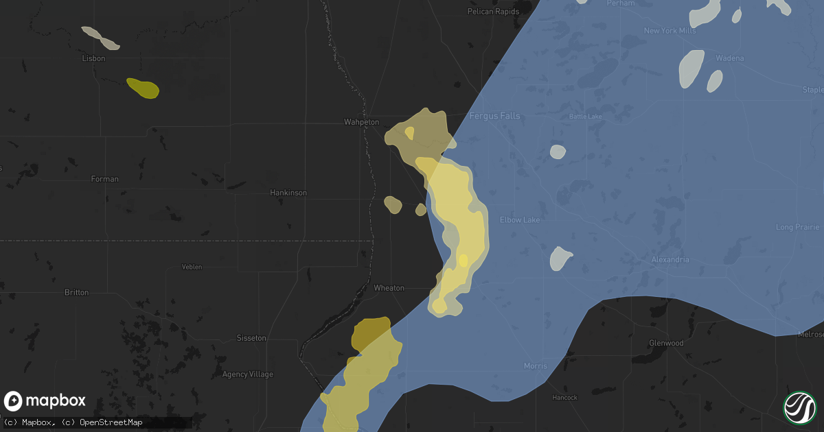 Hail map in Tintah, MN on July 6, 2026