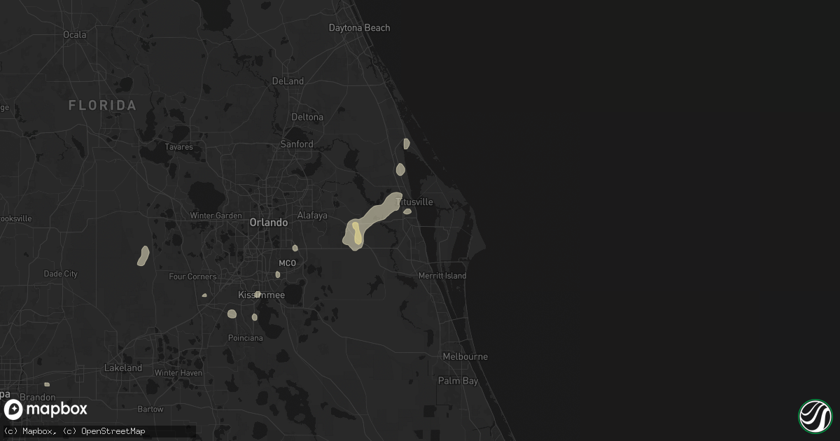 Hail map in Titusville, FL on July 6, 2026