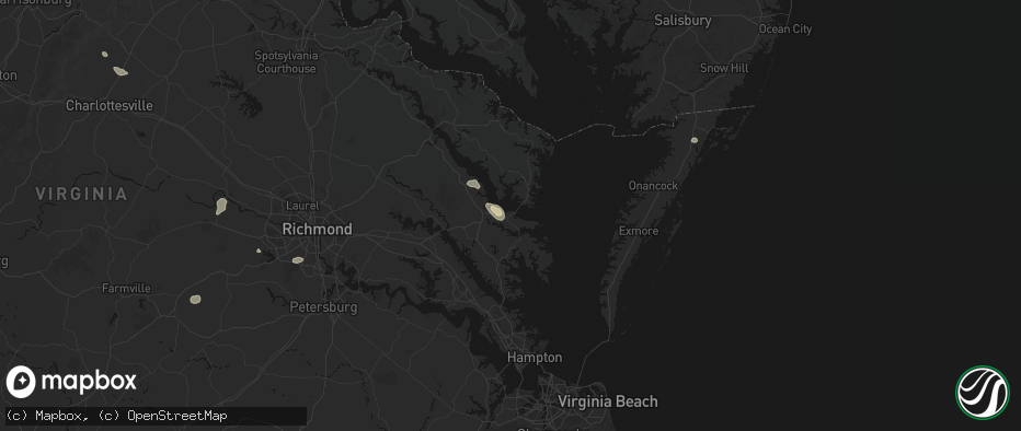 Hail map in Topping, VA on July 6, 2026