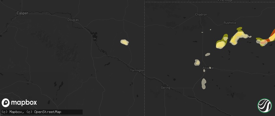 Hail map in Torrington, WY on July 6, 2026