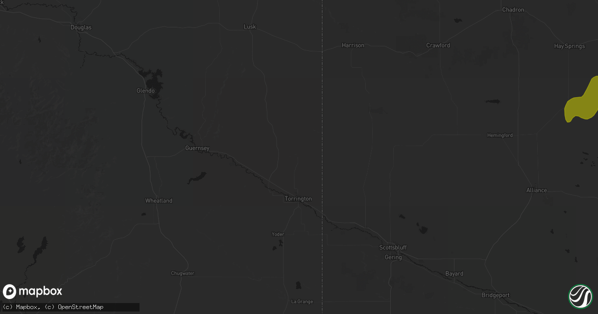 Hail map in Torrington, WY on July 6, 2026