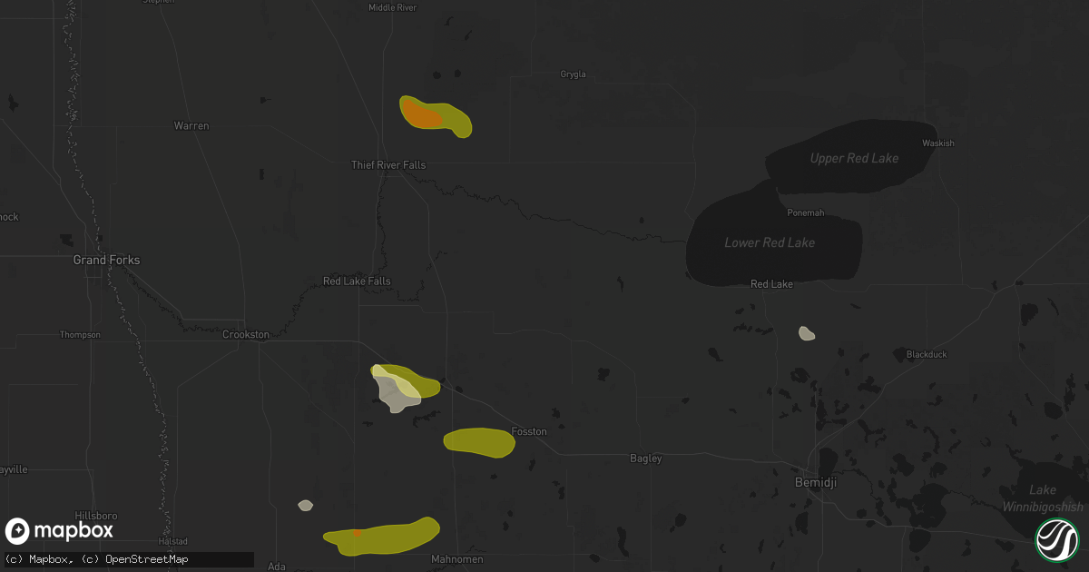 Hail map in Trail, MN on July 6, 2026