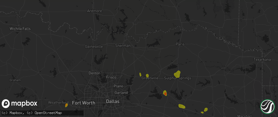 Hail map in Trenton, TX on July 6, 2026