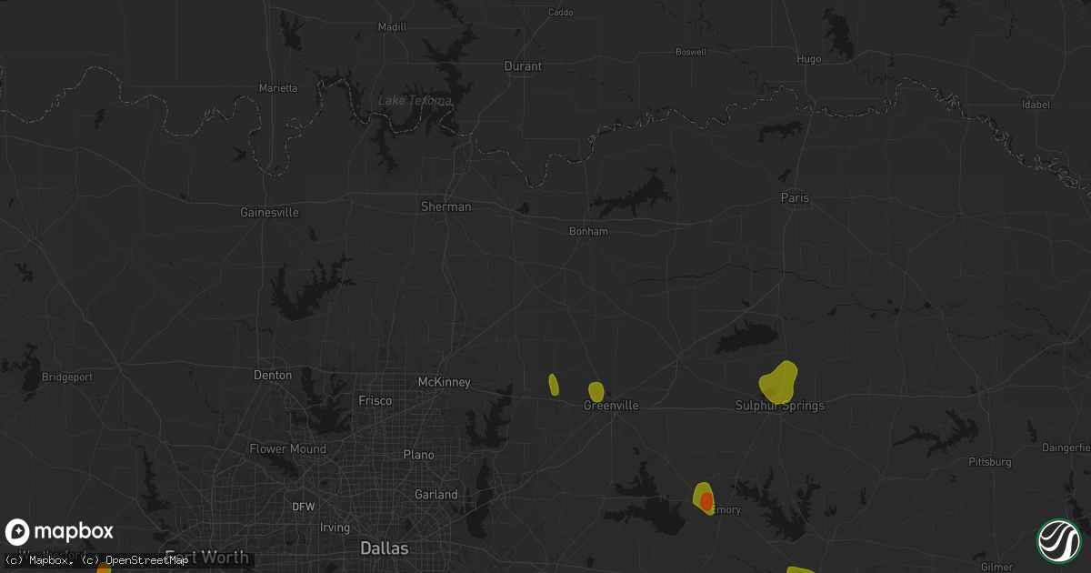 Hail map in Trenton, TX on July 6, 2026