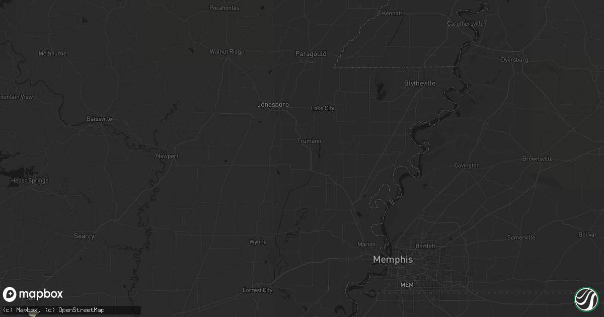 Hail map in Trumann, AR on July 6, 2026