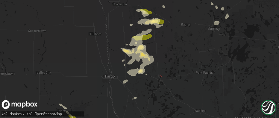 Hail map in Ulen, MN on July 6, 2026