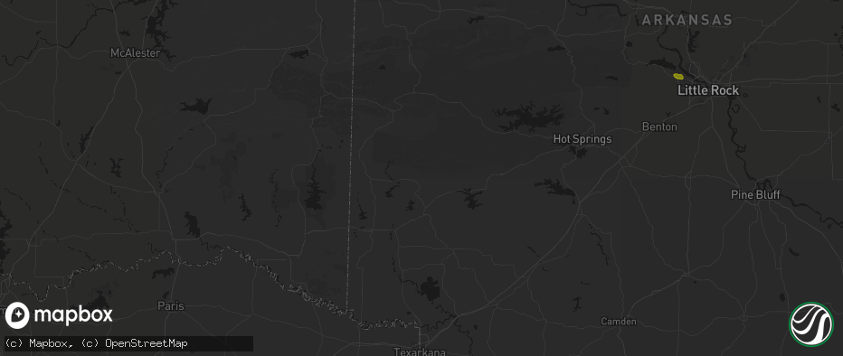 Hail map in Umpire, AR on July 6, 2026