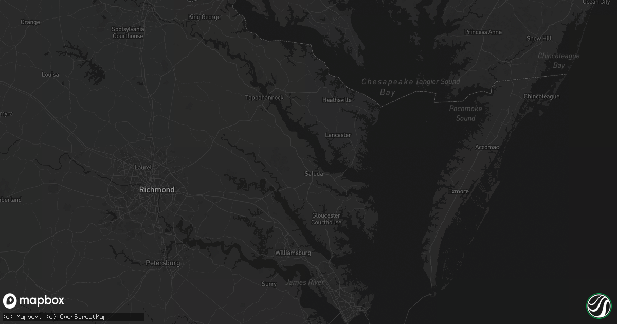 Hail map in Urbanna, VA on July 6, 2026