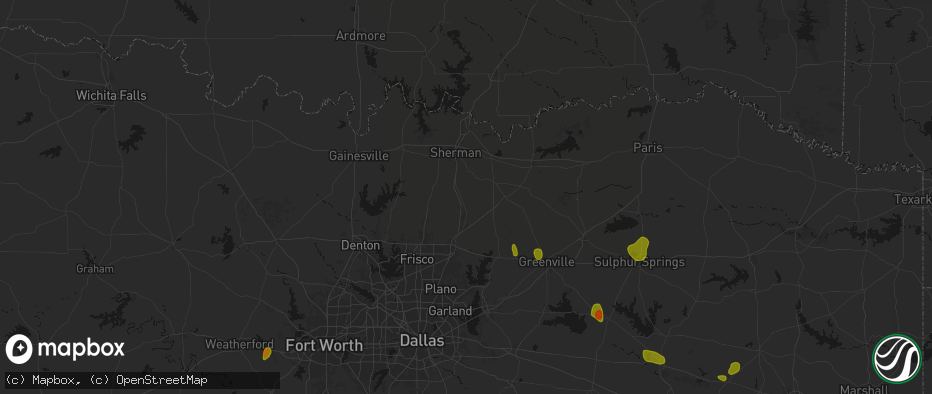 Hail map in Van Alstyne, TX on July 6, 2026